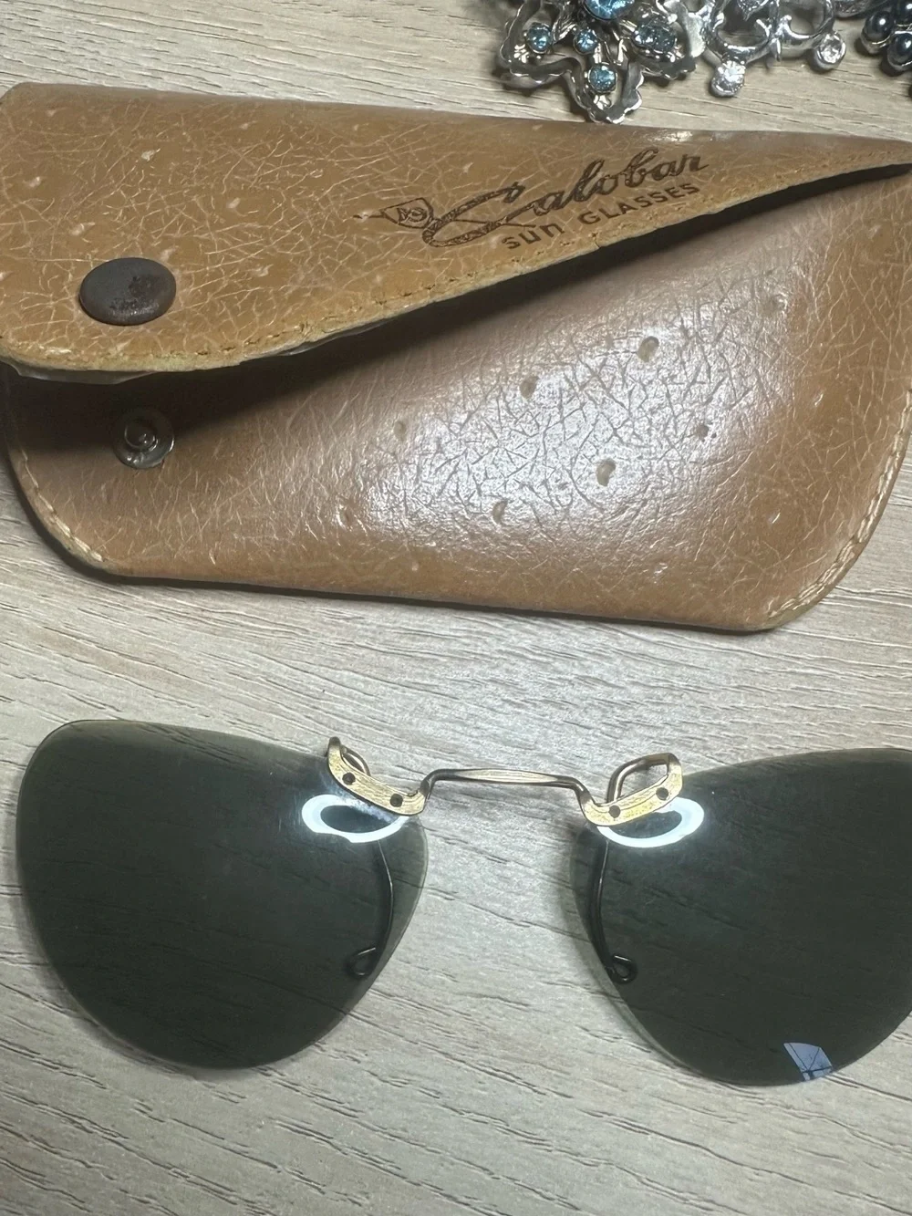 Vintage American Optical Calobar Clip On Polaroid Sunglasses